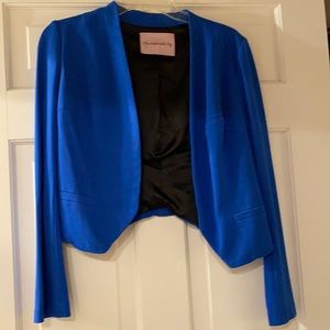 Cropped blue cotton blazer